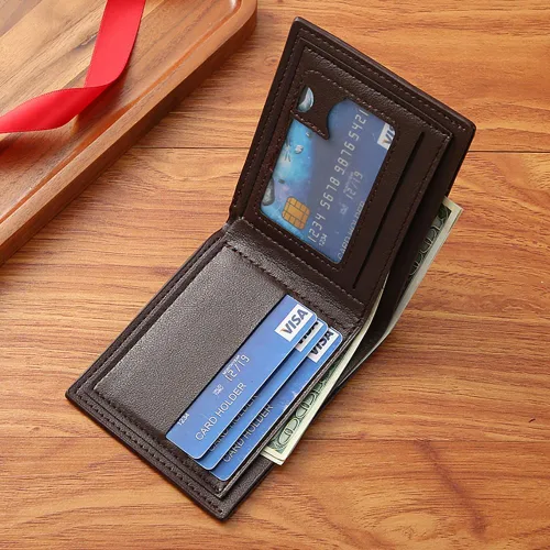 Miniatura 9 de Cartera delgada para hombre con monedero, cartera minimalista con cremallera, carteras plegables para hombre con tarjetero de crédito, cartera