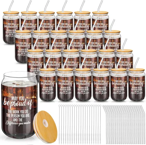 Dandat Juego de 24 Regalos de Agradecimiento para Empleados, Regalos de Navidad, Regalos de Agradecimiento para el Equipo, Tazas de 16oz en Forma de