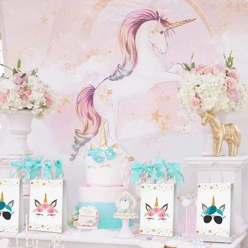 Miniatura 4 de 16 bolsas de unicornio para fiestas de cumpleaños – Bolsas de regalo para dulces para niñas y niños