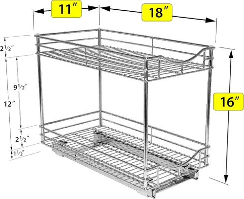 Miniatura 5 de Lynk - Organizador profesional para armario de cocina con dos niveles, para sacar y guardar debajo del gabinete, sirve de organizador para despensa