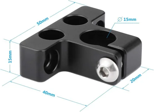 Miniatura 2 de CAMVATE Abrazadera de varilla simple de 0.591 in con puntos de montaje sin roscar de 1/4 "-20 - 2318