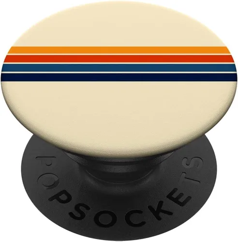 PopSockets Grip y soporte para teléfonos y tabletas multicolor con diseño de rayas retro, Negro