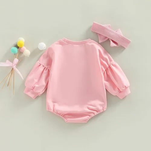 Miniatura 33 de SOLILOQUY Traje de manga larga con cuello redondo para el primer día de San Valentín para bebé niño y niña, mameluco de corazón de amor