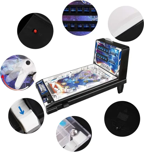 Miniatura 3 de Pinball Machine Retro Arcade Machine Mini juego de arcade de mesa electrónico Super Marble Game con luces anotadoras música