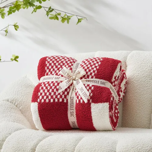Miniatura 4 de Snuggle Sac - Manta a cuadros, manta roja para sofá, manta de microfibra de franela buffalo a cuadros, mullida, cálida, acogedora, suave, manta