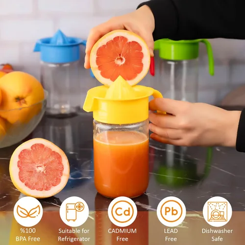 Miniatura 2 de Exprimidor de limón de vidrio, exprimidor pequeño de pomelo y cítricos, extractor manual con mango y boquilla de vertido, sin BPA y sin plomo