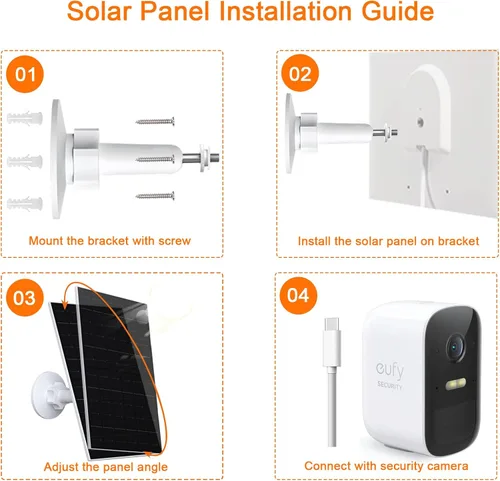 Miniatura 6 de Panel solar de 7 W para cámara de seguridad, cargador de panel solar compatible con Eufycam 2C/2C Pro/2/2 Pro/E20/E40/E, panel solar USB con puerto