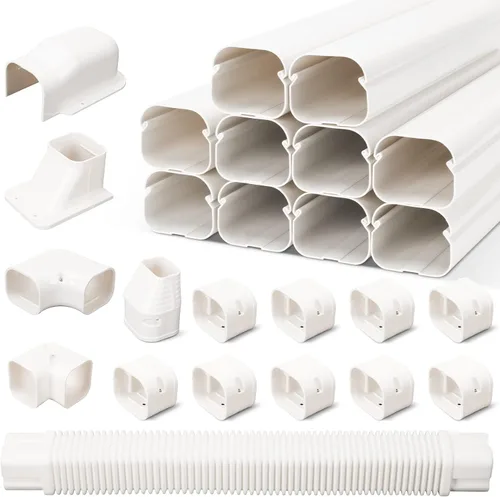 BEWAVE Kit de cubierta de línea dividida, kit decorativo de cubierta de línea de PVC para mini aire acondicionado dividido y bombas de calor, 3
