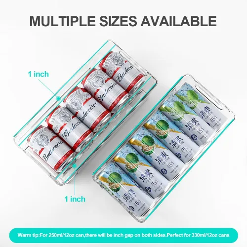 Miniatura 4 de Xicennego Organizador de almacenamiento de latas de soda de doble capa mejorado, dispensador de latas de soda para refrigerador, soporte de bebidas