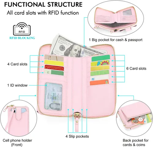 Miniatura 3 de Peacocktion - Bolso pequeño para teléfono celular, para mujeres, minibolso de hombro ligero para cruzarse por el cuello, con ranuras para tarjetas