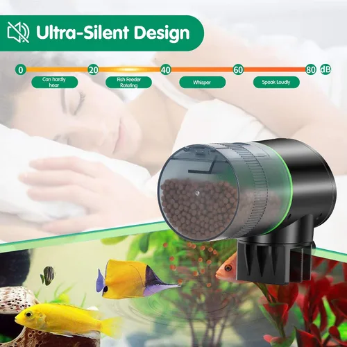 Miniatura 8 de Ycozy Comedero automático para peces recargable con cable USB, a prueba de humedad, alimentador eléctrico inteligente para peces/tortugas