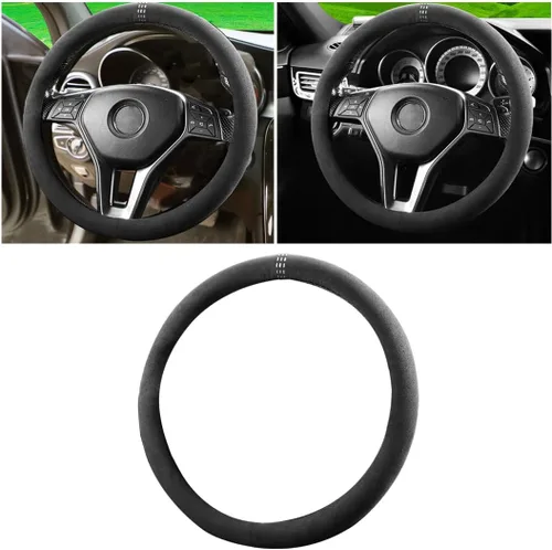 BESULEN Funda para volante, antideslizante y transpirable, cálida en invierno y fresca en verano, protector de volante de automóvil de 15 pulgadas