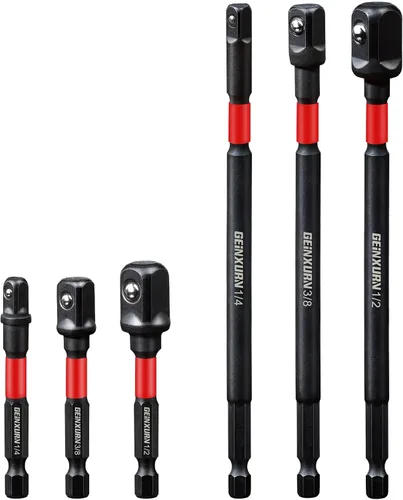 Miniatura 14 de Geinxurn Juego de adaptadores de enchufe de impacto de 6 piezas, punta cuadrada de 1/4 de pulgada, juego de broca de extensión de 6 pulgadas, adapta