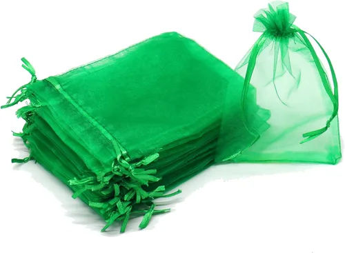 Miniatura 16 de Dealglad 100pcs Drawstring Organza bolsas de joyería caramelo para fiestas, casamientos, regalos Amarillo