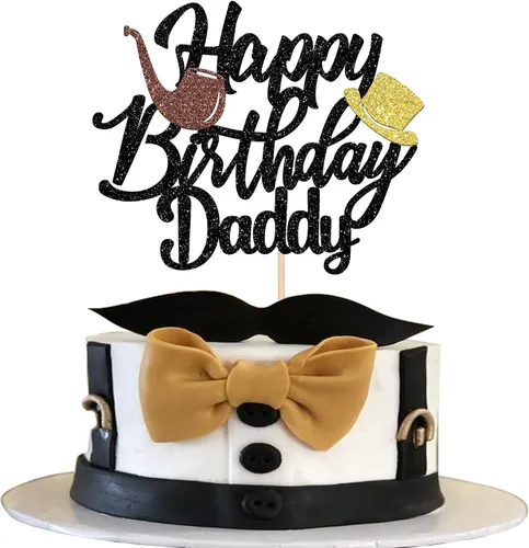 Miniatura 17 de Rsstarxi Paquete de 24 adornos para cupcakes con purpurina negra para el Día del Padre, para el Día del Padre, decoración de tartas, suministros