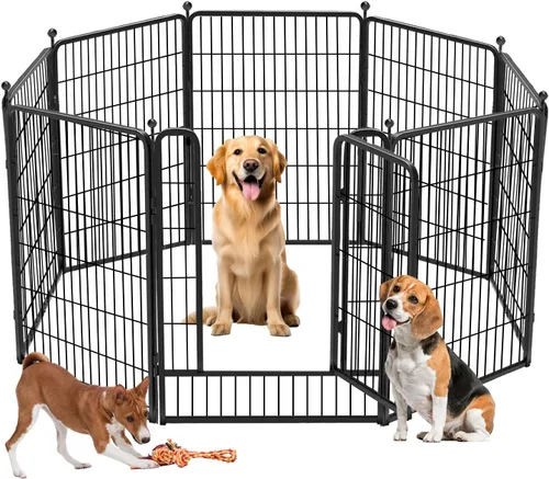 Bolígrafos para perros al aire libre con valla para perros grandes, 40 pulgadas de alto, corralito para perros al aire libre, 8 paneles de metal