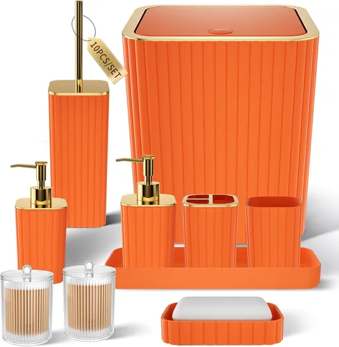 Miniatura 20 de XLHOMO Bathroom Set- 25PC Beige Bathroom Set, Bathroom Set with Shower Curtain and Rugs, Beige Shower Curtain Set, Toilet Brush, Bathroom Trash Can