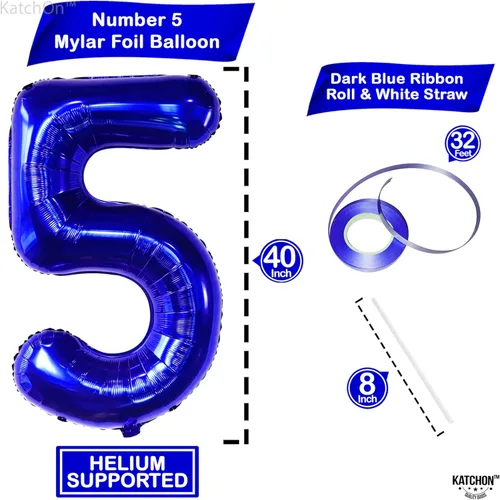 Miniatura 657 de KatchOn, Globo grande azul número 2 de 40 pulgadas Decoraciones de cumpleaños de Baby Shark para niño de 2 años Globo azul número 2 Globo