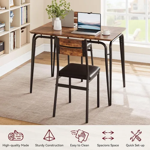 Miniatura 4 de GarveeHome Mesa de comedor para 4, juego de mesa pequeña y sillas de 4, juego de dinette cuadrado para 4, juego de 5 piezas para cocina y comedor