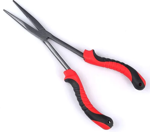 Miniatura 9 de Alicates de pesca de punta larga Herramientas de extracción de gancho de 11 pulgadas (NiFe-Azul Negro)