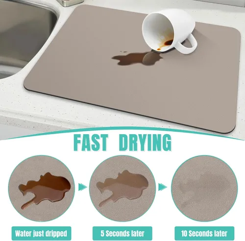 Miniatura 3 de WISELIFE Tapete de café súper absorbente para secar platos, accesorios de barra que combina con máquina de café, tapetes de secado grandes para Caqui