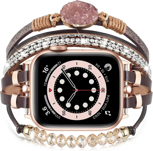 Miniatura 13 de VISOOM Correa de pulsera bohemia con cuentas compatible con Apple Watch de 40 mm/38 mm/41 mm/42 mm Series 10 9 8 7 SE Series 6/5/4 Correa de reloj