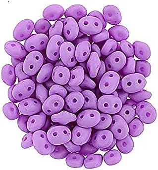 Miniatura 8 de Matubo Superduo - Cuentas de vidrio prensado checo con 2 agujeros, 0.098 x 0.197 in, tiza metálica de amatista brillante