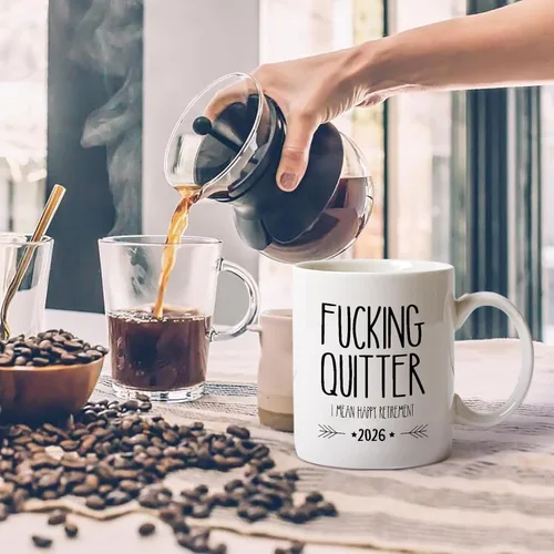 Miniatura 3 de Divertido regalo de jubilación para hombre, taza con frase “Quitter I Mean Happy Retirement”, regalo de jubilación para papá, taza de regalo
