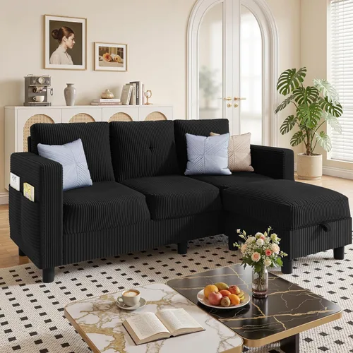 Miniatura 8 de JAMFLY Sofá modular para sala de estar, sofá reversible de 3 plazas con otomana convertible, sofás modernos en forma de L para apartamentos