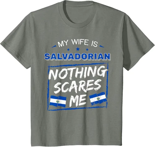 Miniatura 96 de Camiseta con la bandera de raíces salvadoreñas de El Salvador My Wife Is Salvadoran Roots, Negro