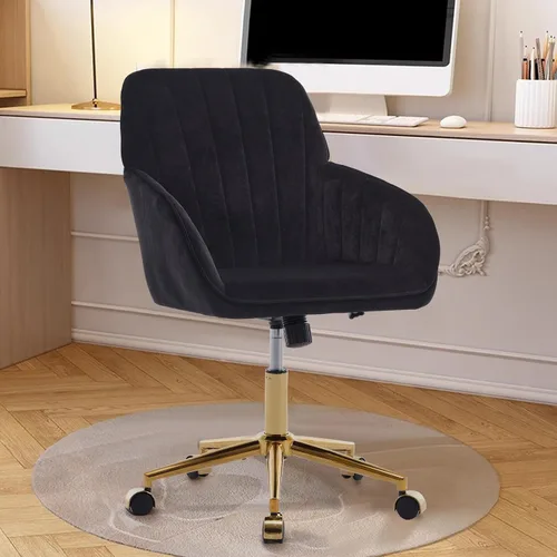 Miniatura 8 de Silla moderna de oficina en casa, cómoda silla de escritorio de terciopelo, silla de tocador de maquillaje con ruedas, silla giratoria ajustable