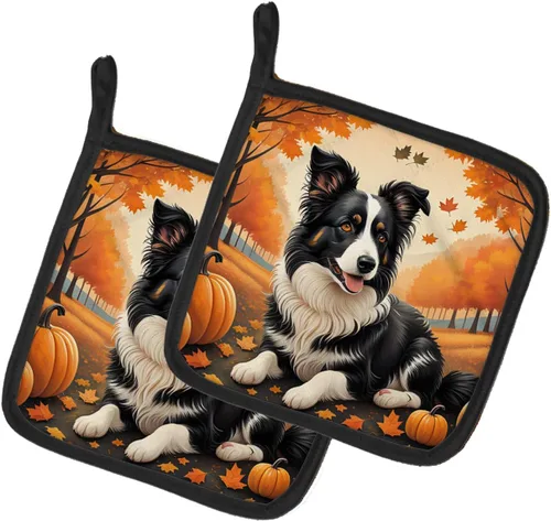 Caroline's Treasures DAC1022PTHD Border Collie - Juego de soportes para ollas resistentes al calor, almohadillas calientes para horno, para cocinar,
