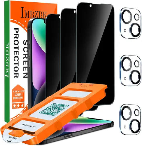 Miniatura 9 de IMBZBK [Eliminación automática de polvo] Paquete de 3 protectores de pantalla para iPhone 14 Pro Max [6.7 pulgadas], película compatible con fundas