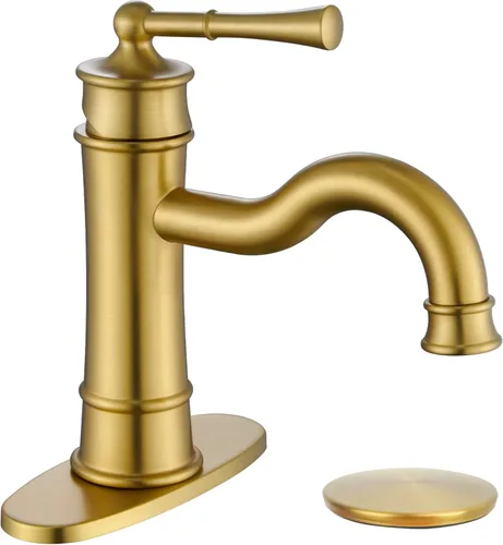 Miniatura 8 de Grifo para lavabo de baño romano ORB de un solo orificio para montaje en cubierta, conjunto de drenaje emergente con placa de cubierta