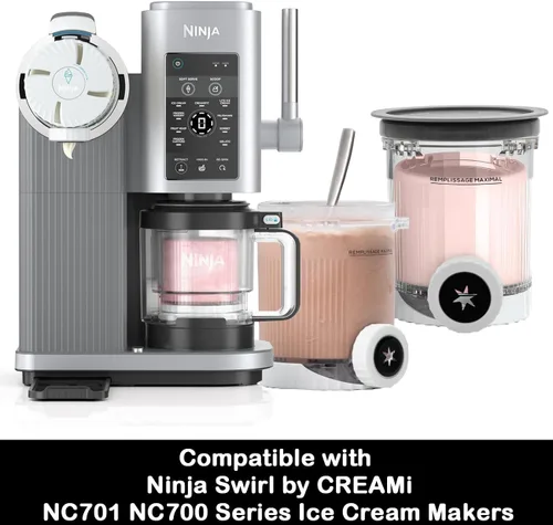 Miniatura 4 de Paquete de 4 pintas CREAMi y tapas de silicona para Ninja NC700 NC701 Series, compatible con helados Ninja Swirl y máquinas de servir helados