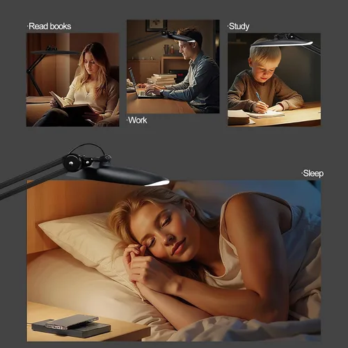 Miniatura 9 de Lámpara de escritorio LED de 20 pulgadas con abrazadera, luz de uñas ajustable CCT de 24 W regulable para escritorio, 120 LED de brazo giratorio