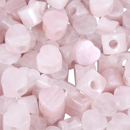 Miniatura 9 de TUMBEELLUWA Cuentas de piedra para hacer joyas, cuentas sueltas con forma de corazón de cristal curativo con agujero grande, paquete de 15, Verde