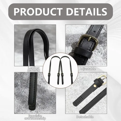Miniatura 3 de 2 asas de cuero sintético para bolso, correa de hombro de cuero ajustable, correa de hombro de cuero negro, repuesto para bolso cruzado, Negro