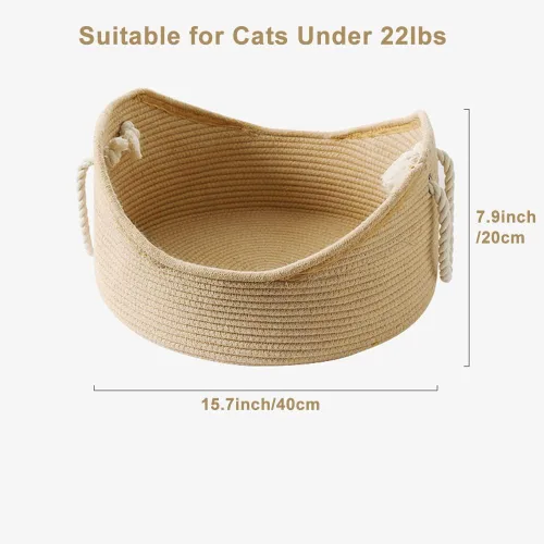 Miniatura 2 de Cama de algodón tejida para gatos con cuerda de algodón para perros pequeños y gatos, cesta de nido para dormir, hecha a mano, cuna natural