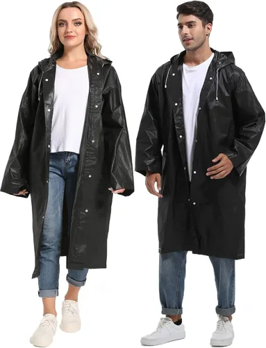 Miniatura 102 de 2 abrigos de lluvia de Borogo para adultos, chaquetas de lluvia reutilizables para hombres y mujeres