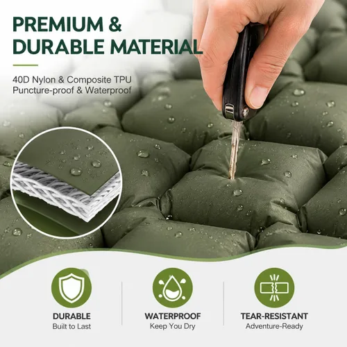 Miniatura 4 de Camping Sleeping Pad with Built-in Foot Pump, Ultralight Inflatable Sleeping Pad with Pillow, 3 Inch Thick Waterproof Camping Mattress for