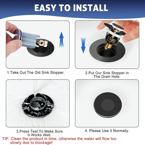 Miniatura 4 de AURUZA Paquete de 2 tapones universales para lavabo de baño, colador para filtro de drenaje desplegable tipo bala de 1.1 a 1.5 pulgadas, convertidor
