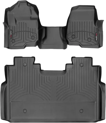 WeatherTech Revestimientos de Piso de Ajuste Personalizado para Ford Super Duty, Super Duty, 1ª Fila (OTH) y 2ª Fila (4410321-4410123), Negro