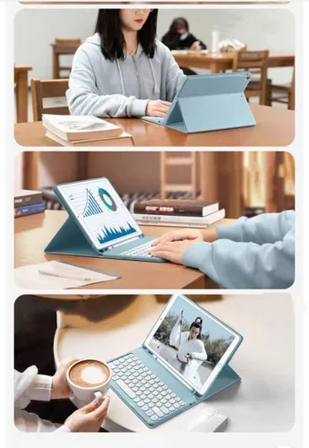Miniatura 8 de Funda de teclado para iPad Air de 13 pulgadas (M4-2026, M3-2025, M2-2024)/Pro de 12.9 pulgadas (6ª, 5ª, 4ª generación, 3ª generación), funda de Azul