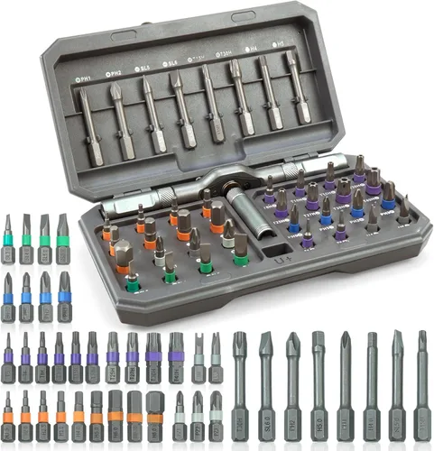 Miniatura 7 de Juego de destornilladores magnéticos 32 en 1, juego de bolsillo de destornillador de trinquete pequeño para artesano, juego de puntas