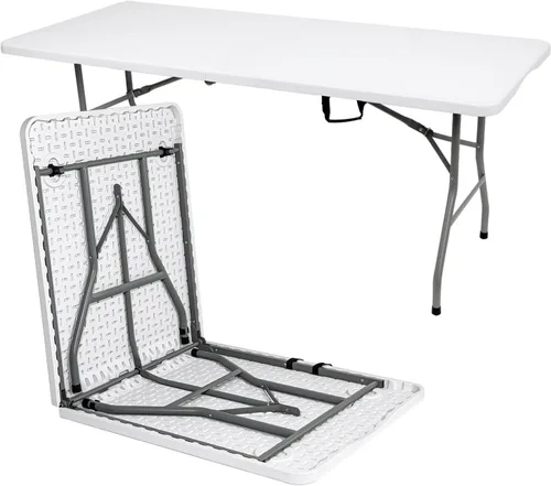 Miniatura 9 de Mesa plegable de plástico resistente de 48 pulgadas de ancho x 24 pulgadas de profundidad x 29.5 pulgadas de alto, altura ajustable, de 4 pies, mesa