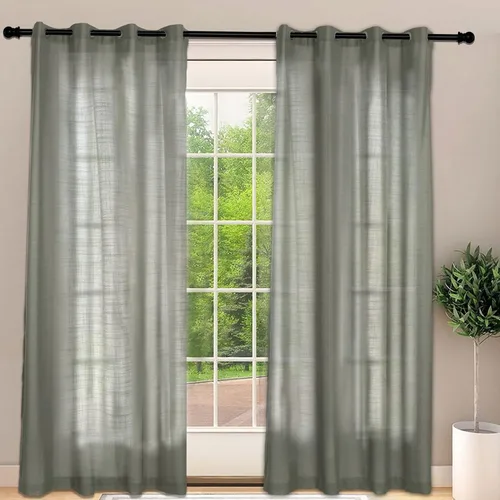 Miniatura 20 de Frelement Cortinas opacas extralargas de 108 pulgadas de largo, para sala de estar, cortinas de lino con bloqueo de luz, cortinas con aislamiento
