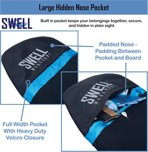 Miniatura 4 de SWELL Wakesurf - Calcetín de wakesurf de longitud ajustable con nariz acolchada y bolsillo, cubierta de wakeboard, talla única para todas las bolsas