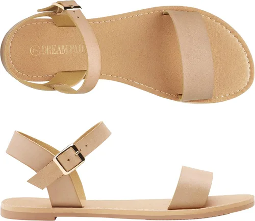 Miniatura 3 de DREAM PAIRS - Sandalias bajas de verano, flexibles, con correa al tobillo, punta abierta, para mujer