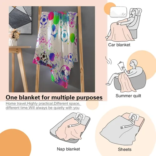 Miniatura 64 de Manta de fútbol para niñas, regalos de fútbol para niñas y niños, manta de franela de forro polar suave y cálida para niñas, regalos de fútbol